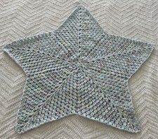 Crochet Star Baby Blanket Handmade Blue Rainbow Specks Nursery Baby Shower Gift