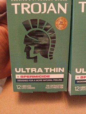 trojan ultra thin condoms spermicidal lubricant latex Trojan Original Spermicidal Lubricated Latex Condoms main image 0