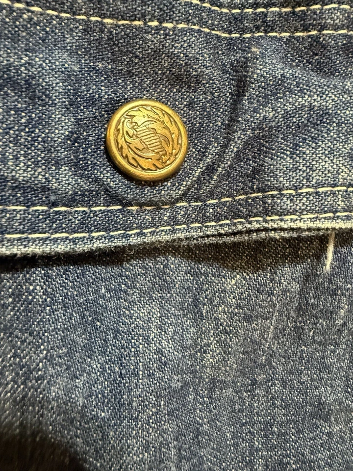 Vintage Key Imperial Dark Navy Chore Coat Denim Mid Length Work Sz Large Jacket - Image 3 of 4