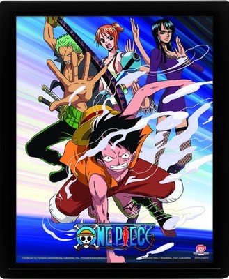 Pyramid International Europe One Piece 3D Lenticular Poster im Rahmen (STRAW HAT