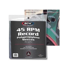 1 pack of 100 7 ⅜" x 7 ⅝" Polypropylene 45 RPM Record Sleeves