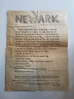 Original Radical Political Broadside Summer 1967 Newark Rebellion Uprising Flyer