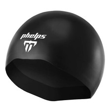 MP Phelps Adult 100 Silicone Black Swimming Race Cap - Low Drag - Preshaped