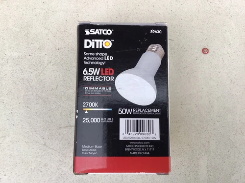 Satco S9630 LED Reflector 6.5W =50W 120V R20 E26 Dimmable Frost 2700K Warm White - Picture 3 of 5