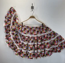 Vintage Square Dancing Skirt Full Circle Home Made Quilt Pattern 32 X 21