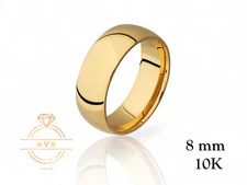 10K Yellow Gold 8mm LOW DOME Wedding Band Ring - Comfort Fit HIGH POLISHED New