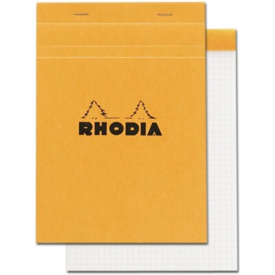 Rhodia (R16200) 6'' x 8 1/4'' Staplebound Notepad (Graph Paper) w/Orange Cover