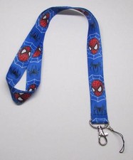 Blue SPIDERMAN LANYARD KEY CHAIN Ring Keychain ID Holder NEW