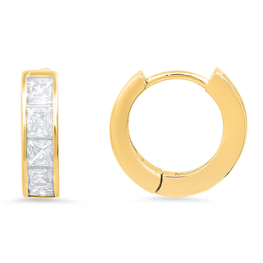 Kylie Harper 14k Gold Over Silver Petite Princess-cut Huggy Hoop Earrings