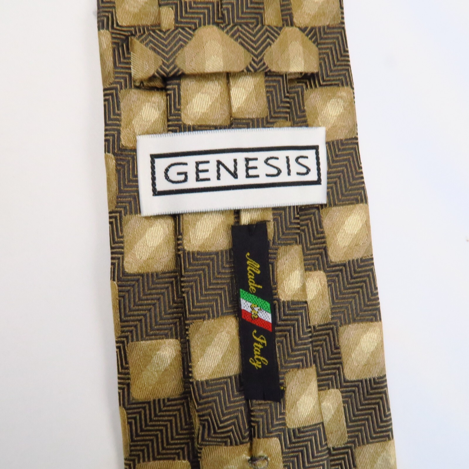 Genesis Brown Gold Checked Plaid Herringbone Patt… - image 3