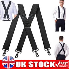 Heavy Duty Work Trouser Braces Highly Elasticated Unisex Suspenders Black UK