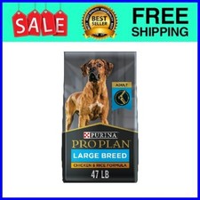 Dry Dog Food for Large Breed Adults, High Protein Real Chicken & Rice 47 lb Bag 1.98 per pound