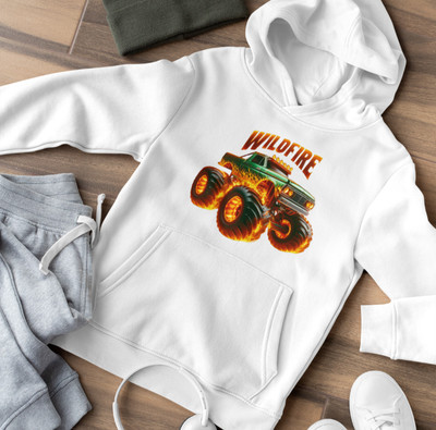 Crazy Monster Truck Hell Fire Löwe Bär Dinosaurier Rex Bio Kinder Hoodie S - XL