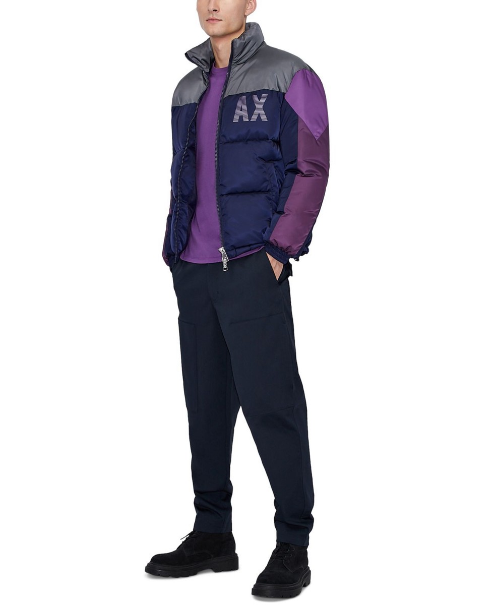Ax Armani Exchange Mens Bold Colorblock Logo Jacket, Purple Ax Armani Exchange Mens Bold Colorblock Logo Jacket, Purple