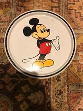 Mickey Mouse White Tin Plate Vintage
