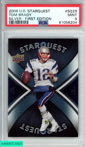 2008 UPPER DECK STARQUEST TOM BRADY #SQ29 SILVER FIRST EDITION PSA 9 MINT