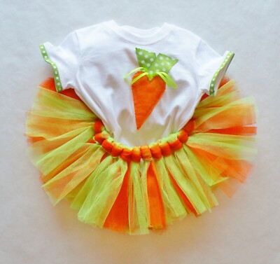 Spring/Easter Carrot Shirt & Tutu Skirt Set - 12-18 months