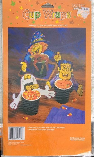Vintage 1990s Halloween Party Supplies Die Cut Cardboard Cup Decorations NOS - Picture 3 of 7