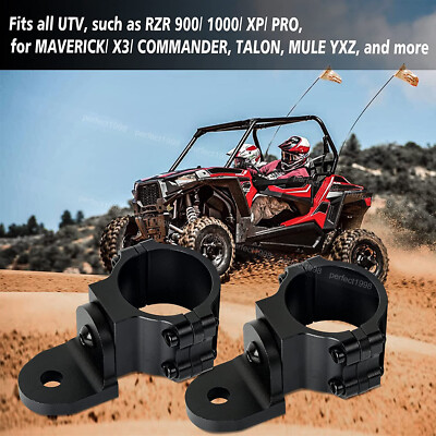 2X UTV Flag Whip Light 1.75"-2" Roll Bar Cage Mount Bracket For - Foto 8