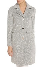 Eliza J Jacquard Pea Coat Size 2 Grey Wool Blend NWT