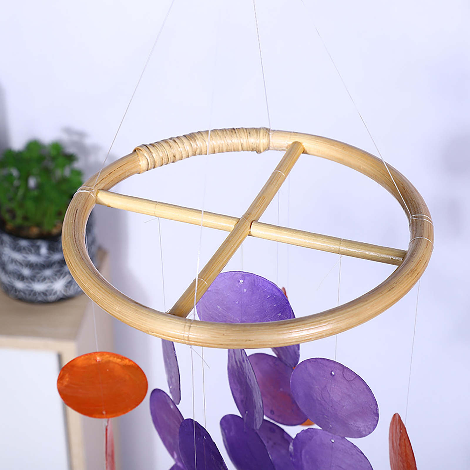 Wind Chime Hoop Bamboo Decorative House Garden Wind Chime Circle Solid