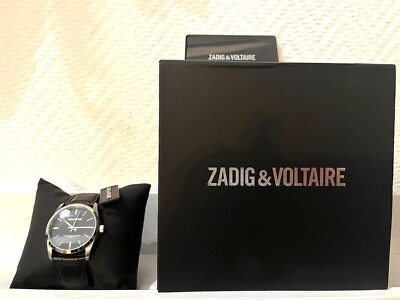 Zadig & Voltaire Armbanduhr  Schwarz Silber Leder Neu Uhr