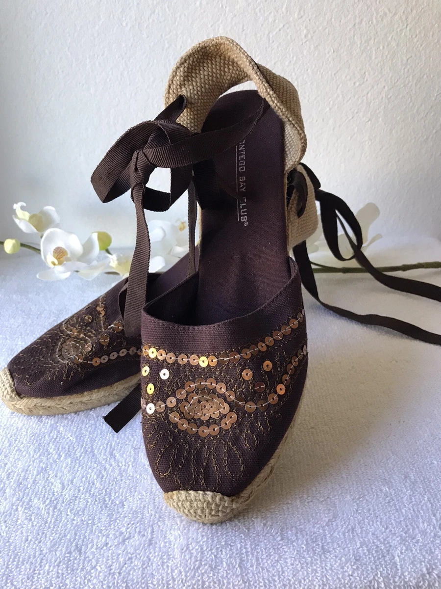 Women s Leg Strap Montego Bay Club Beaded Pearl Wedges