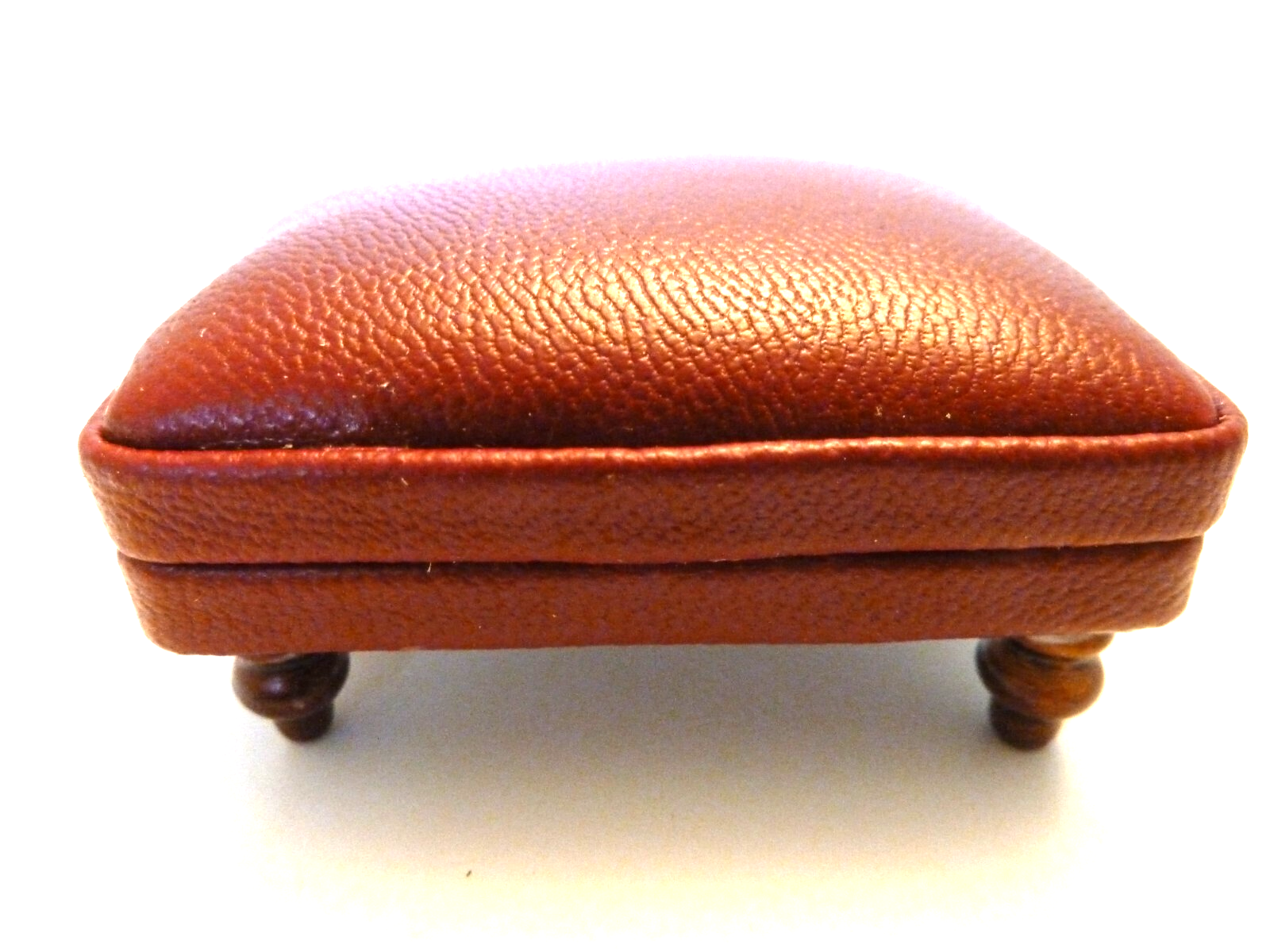 Dolls House Footstool Red Leather Look Lounge Furniture Miniature 1:12th Scale