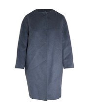 Prada Cocoon Coat In Blue Virgin Wool Eu40
