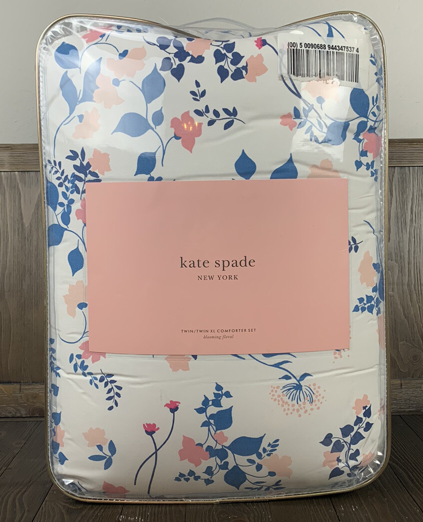 KATE SPADE Blooming Floral Pink Blue White Cotton Twin/Twin