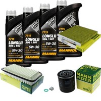 Mann Inspektionspaket 4L Mannol Longlife 5W-30 FüR Toyota Yaris Verso 1.3