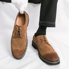 Mens Carved Brogue Suede Leather Business Formal Lace Up Oxfords Casual Shoes Sz