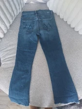 Mother Women's the Insider Crop Step Fray Jeans Blue, Stretch, Size 24