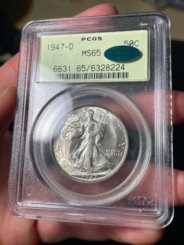 1947-D PCGS MS65 CAC Walking Liberty Half Dollar Old Green Holder