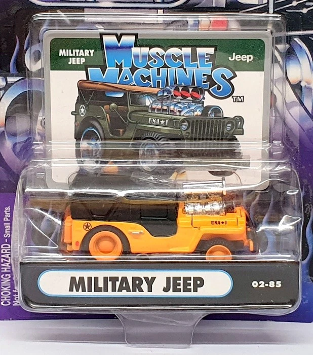 Muscle Machines 1/64 Scale 71151 02-85 - Military Jeep - Orange/Black - Image 4 of 4