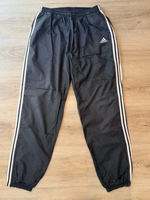 Vintage Y2K Adidas Track Pants 3 Stripe Windbreaker Lined Pant w/ Zip Ankles XXL