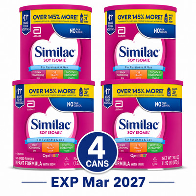 4-PACK Similac Soy Isomil Powder Baby Formula 30.8 oz EXP 3/27 SHIPS FAST
