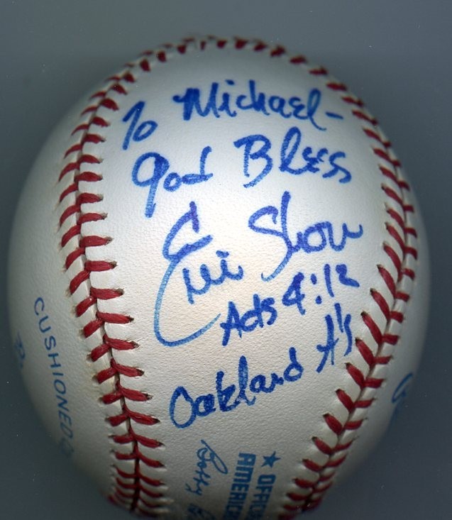 ERIC SHOW Signed Baseball 1985 Padres Pete Rose 4192  JSA Authennnnnticated