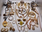 Vintage Gold And Silver Toned Costume Jewelry Necklaces, Rings, Earrings Lot #6