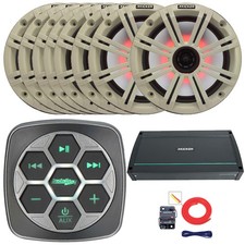 IBBTR9 Marine 3-Zone Controller, 8x 6.5" 195W Speakers W/Grille, 8CH Amp, Kit