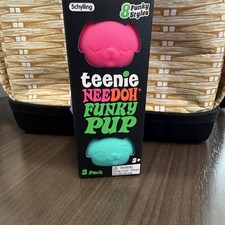 Schylling Teenie NeeDoh Funky Pup 3-Pack Tactile Squeeze Toys Pink/Purple/Green