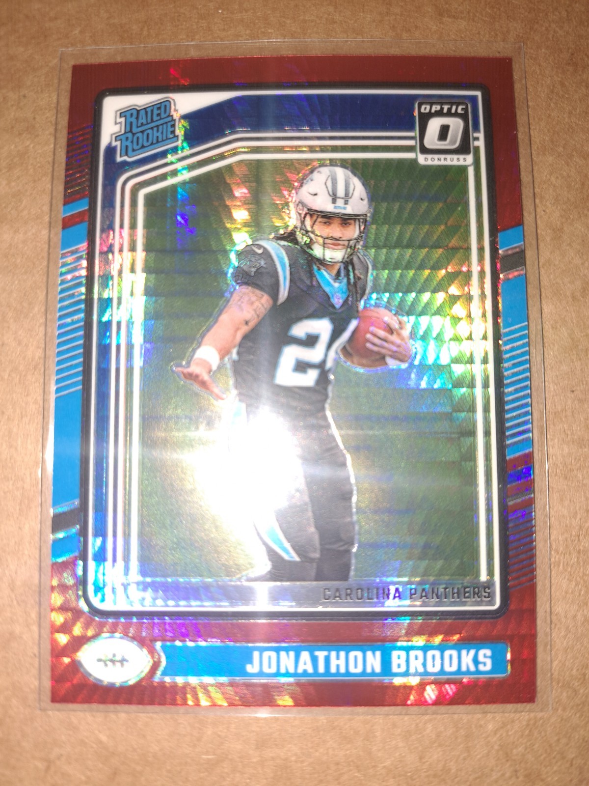 2024 Panini Donruss Optic Jonathon Brooks Red Hyper Rated Rookie #258 Carolina