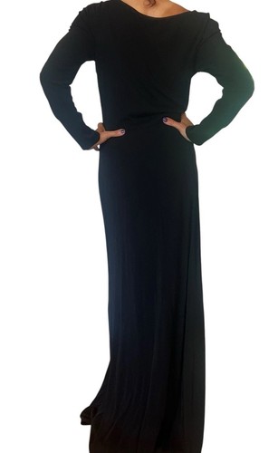 ISSA LONDON BLACK SILK JERSEY LONG SLEEVE MAXI DRESS GOWN CUT OUT FORMAL SZ 8 - Picture 9 of 13