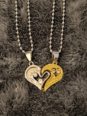 Paar Halsketten Set - 2x 60cm - Halbe Herzen ergeben ein Ganzes! Valentinstag