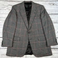 VTG 70s Hickey Freeman Tweed Houndstooth Blazer Canterbury Collection Sz 42R UGA