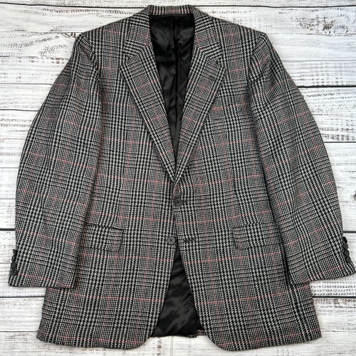 Hickey Freeman, VTG 70s Hickey Freeman Tweed Houndstooth Blazer Canterbury Collection Sz 42R UGA