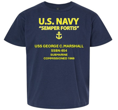 USS GEORGE C. MARSHALL  SSBN-654 * SEMPER FORTIS *VINYL SHIRT. US NAVY LICENSED