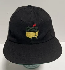 Vintage Augusta National Black Strapback Golf Derby Cap Red Label Hat Masters