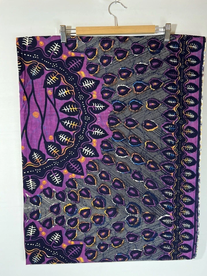 Vintage Hand Dyed Painted 143"x44" Tribal Tablecloth Wall Hanging BOHO - Image 3 of 4