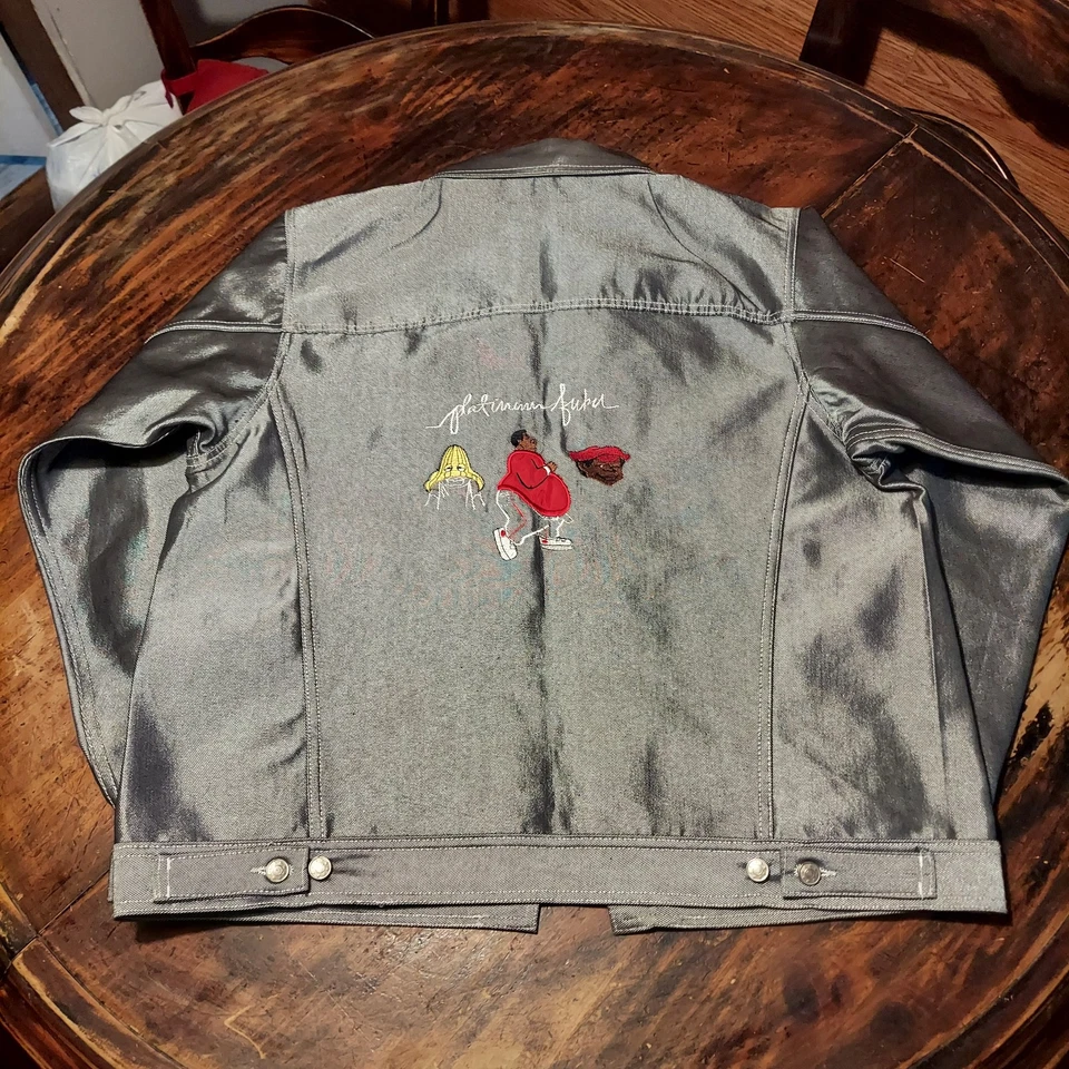 FUBU Platinum Fat Albert Silver/Grey Denim Suit Jacket & Pants Size 30 Rare Set - Image 3 of 4